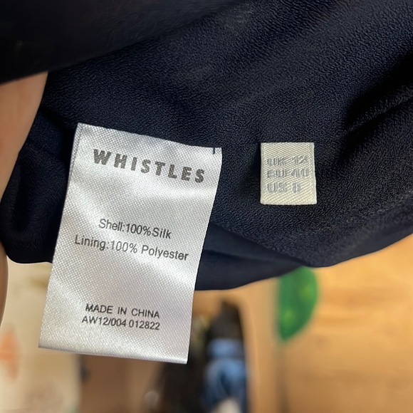 Whistles Silk Summer Dress Navy Blue Orange Sleeveless Size 8 100% Silk - Picture 4 of 7